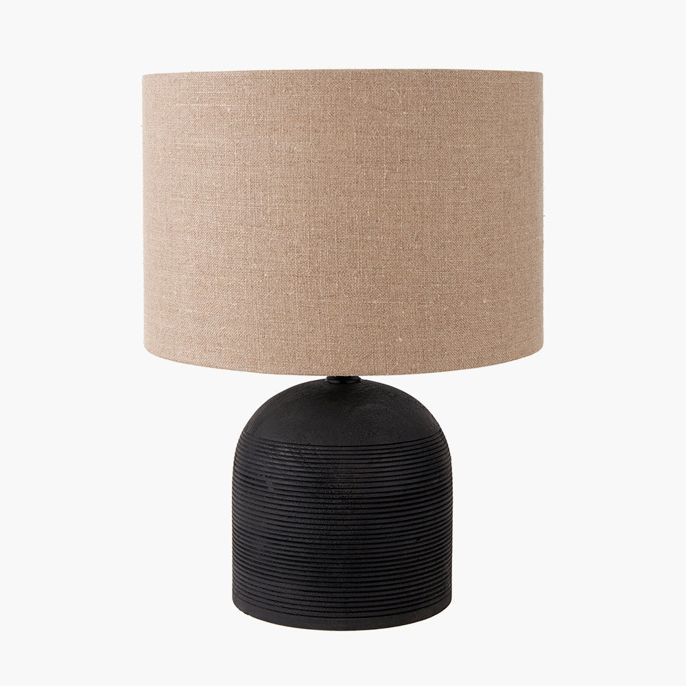 Nelu Black Engraved Wood Dome Table Lamp - Base Only